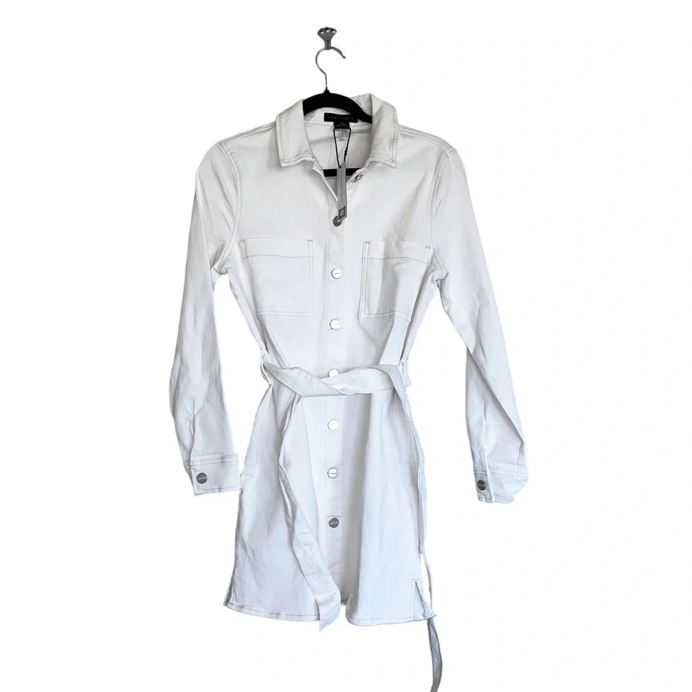 NWT Sanctuary The Utility Shirt Dress White Belted - Picture 11 of 11